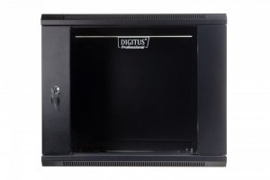 Digitus Szafa sieciowa wisząca 19 cali 9U rack 600x600, drzwi szyba, niedzielona, niezłożona, Czarna