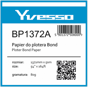 Papier w roli do plotera Yvesso Bond 1372x50m 80g BP1372A ( 1372x50 80g )