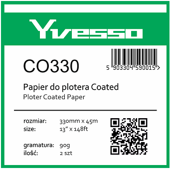 Papier powlekany w roli do plotera Yvesso Coated 330x45m 90g CO330