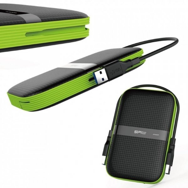 Dysk zewnętrzny HDD Silicon Power Armor A60 (4TB; 2.5&quot;; USB 3.2; 5400 obr/min; Green-Black; SP040TBPHDA60S3K)
