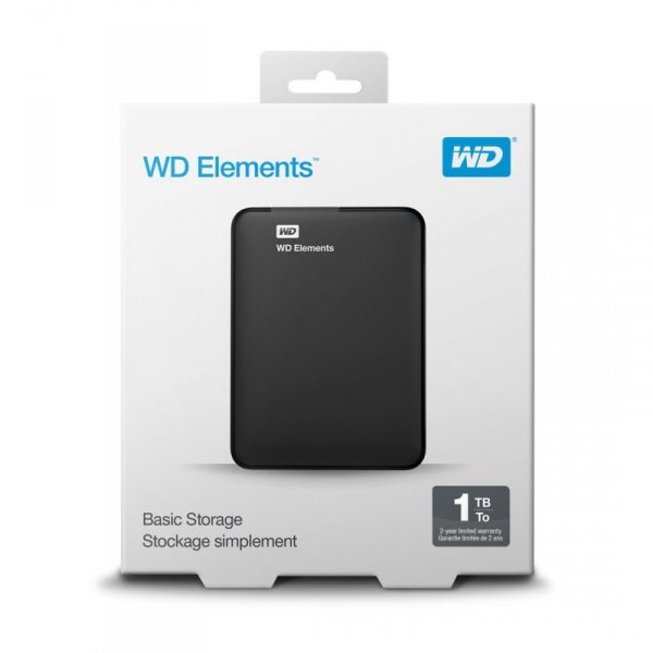 Dysk zewnętrzny HDD WD Elements (1TB; 2.5&quot;; USB 3.0; Czarny; WDBUZG0010BBK-WESN)
