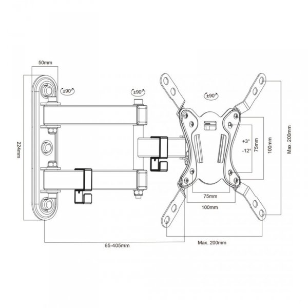 MACLEAN UCHWYT DO TELEWIZORA LUB MONITORA, MAX. VESA 200X200, 23-43&quot;, 30KG, CZARNY MC-418