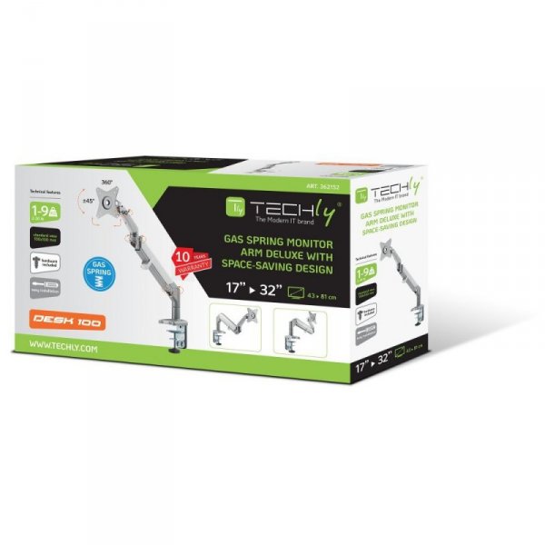Techly ICA-LCD 441 uchwyt / stojak do monitorów 81,3 cm (32&quot;) Biurko Szary