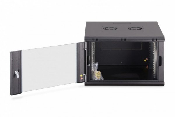 Digitus Szafa sieciowa wisząca Dynamic 19" 7U rack 385x600x600mm, drzwi szyba, czarna, niezłożona, 60kg