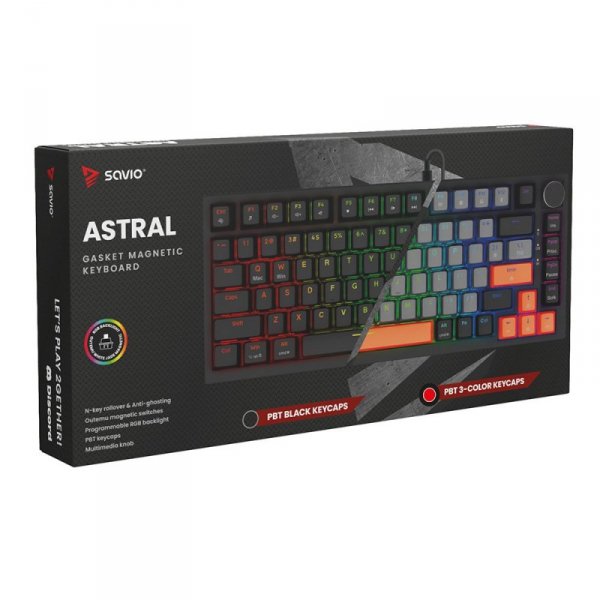 Savio Klawiatura magnetyczna ASTRAL Black OUTEMU White Jade Magnetic RGB 3 kolory keycapów