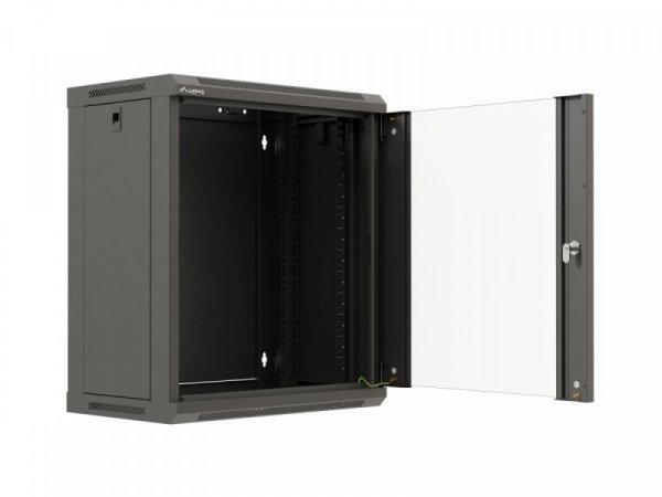 Lanberg Szafa instalacyjna rack wisząca 19 cali 12U 540x350 czarna drzwi przeszklone (flat pack)