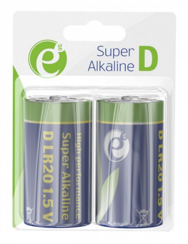 Gembird Bateria alkaiczna LR20 D-Cell, 1.5V, 2 sztuki