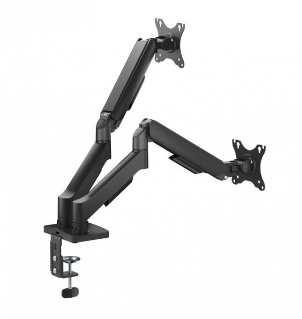 Gembird Ramię biurkowe  na dwa monitory z portami USB, regulowane od 17 do 32 cale, obciążenie do 9 kg
