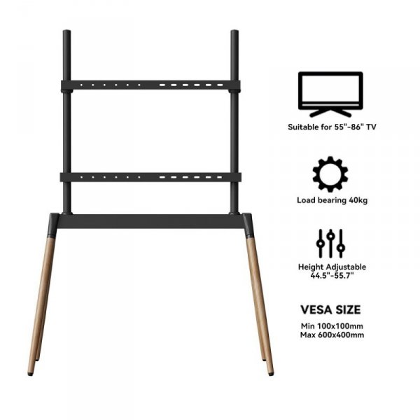 Gembird Stojak podłogowy pod telewizor 55 - 86 cali czarny/drewniany