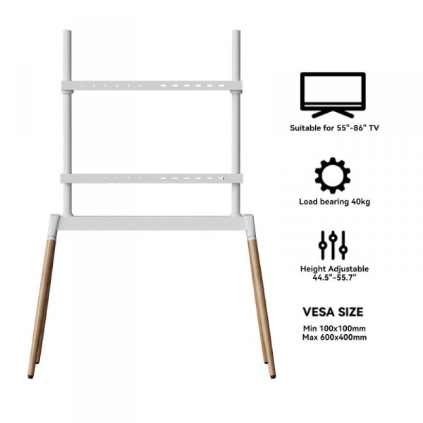Gembird Stojak podłogowy pod telewizor 55-86 cali biały-drewniany