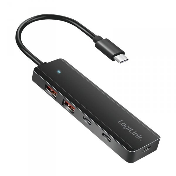 LogiLink Hub USB-C, 4-porty 2x USB-A,2xUSB-C, czarny