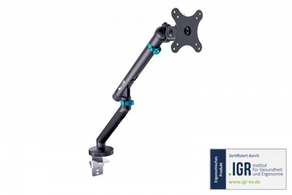 Digitus Ramię biurkowe pojedyncze z zaciskiem i sprężyną mechaniczną 1x LCD max. 35" 10kg, VESA: 75x75, 100x100, czarne