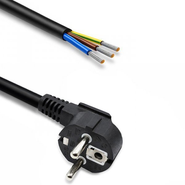 Qoltec Kabel zasilający | wtyczka kątowa SCHUKO CEE 7/7 (E/F) | miedź Cu odizolowany lutowany | 3x1.5mm2 | 3m