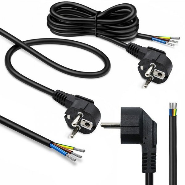 Qoltec Kabel zasilający | wtyczka kątowa SCHUKO CEE 7/7 (E/F) | miedź Cu| odizolowany lutowany | 3x0.75mm2 | 5m