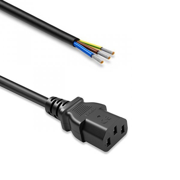 Qoltec Kabel zasilający IEC C13 | odizolowany lutowany | Czysta miedź CU| 3x0.75mm2 | 1.8m
