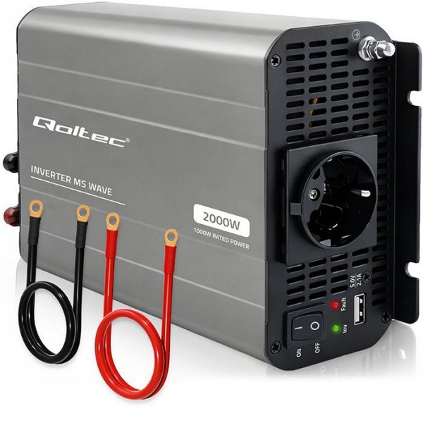 Qoltec Przetwornica napięcia MS Wave | 12V na 230V | 1000/2000W