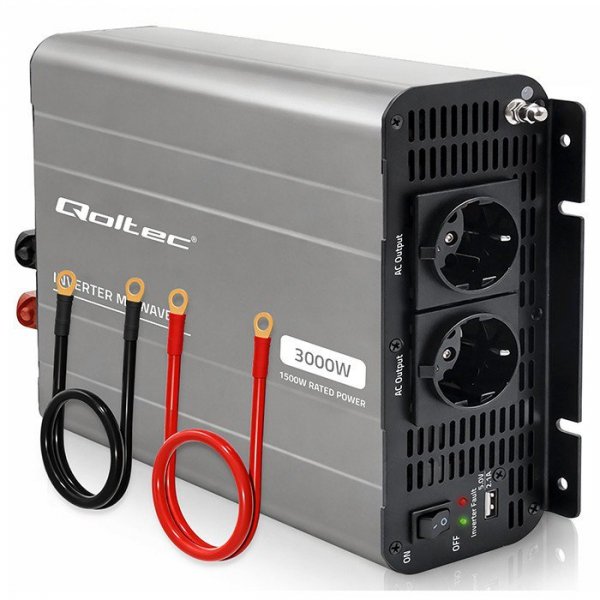 Qoltec Przetwornica napięcia MS Wave | 12V na 230V | 1500/3000W