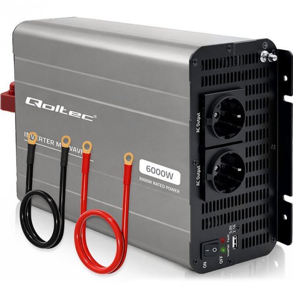 Qoltec Przetwornica napięcia MS Wave | 12V na 230V | 3000/6000W
