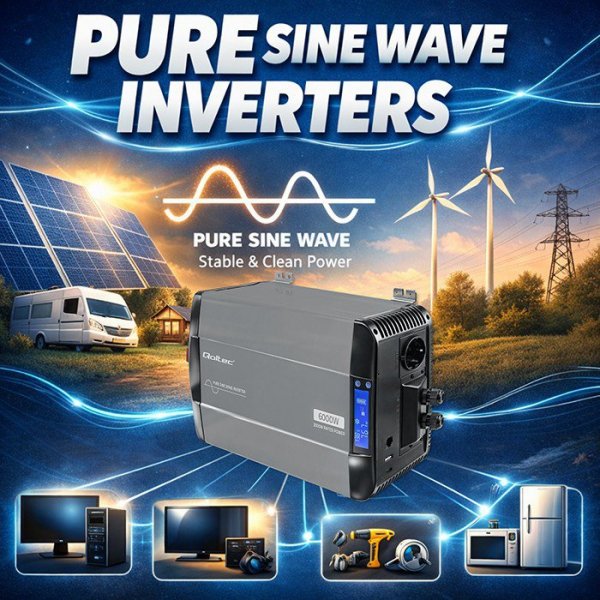 Qoltec Przetwornica napięcia Pure Sine Wave | 12V na 230V | 3000/6000W