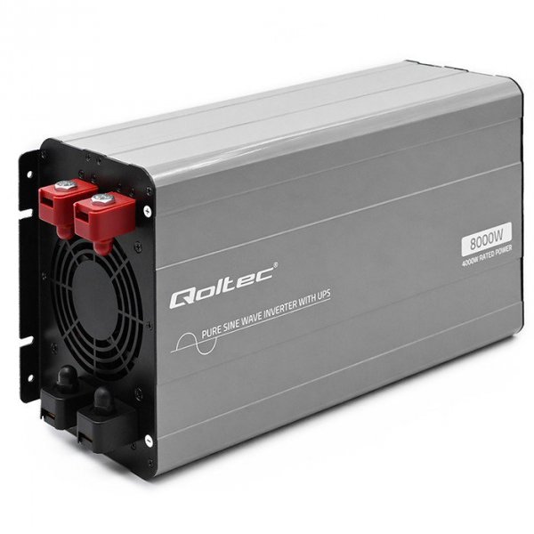 Qoltec Przetwornica napięcia Pure Sine Wave | 12V na 230V | 4000/8000W |UPS BYPASS