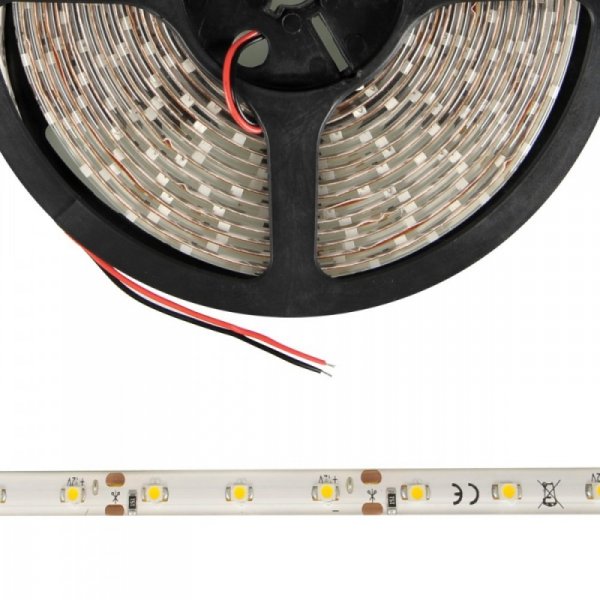 Whitenergy Taśma LED|5m|60szt/m|SMD3528|4.8W/m|12V|IP65|8mm|ciepła biała|bez konektora