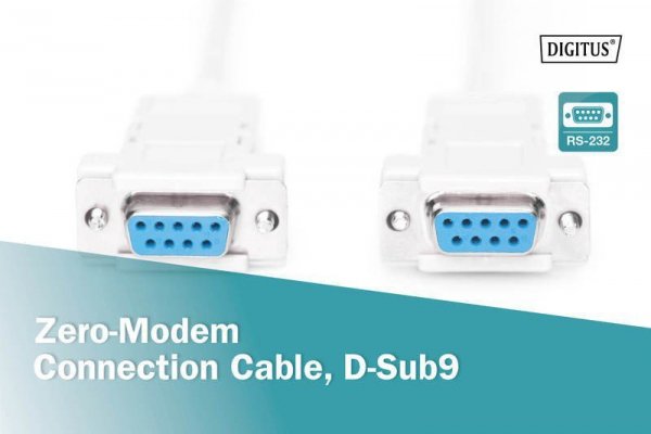 Digitus Kabel połączeniowy RS232 null-modem Typ DSUB9/DSUB9 Ż/Ż 1,8m Szary