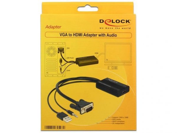 Delock Adapter VGA(M)+USB(Power)+Jack(Audio)-&gt;HDMI(F)