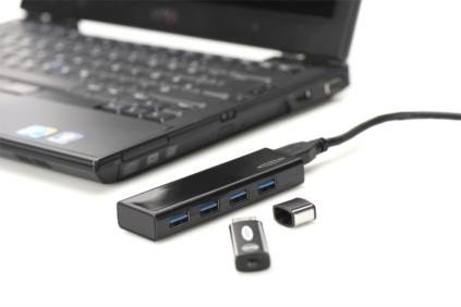 EDNET HUB/Koncentrator 4-portowy USB 3.0 SuperSpeed, aktywny, czarny
