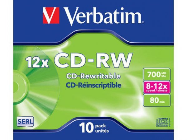 Verbatim Płyty CD-RW 12x 700MB 10P JC 43148