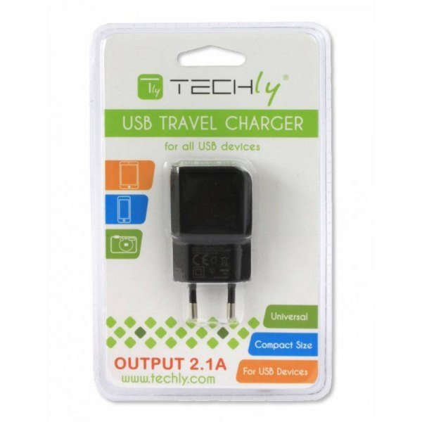 Techly Ładowarka sieciowa slim USB 5V 2.1A czarna