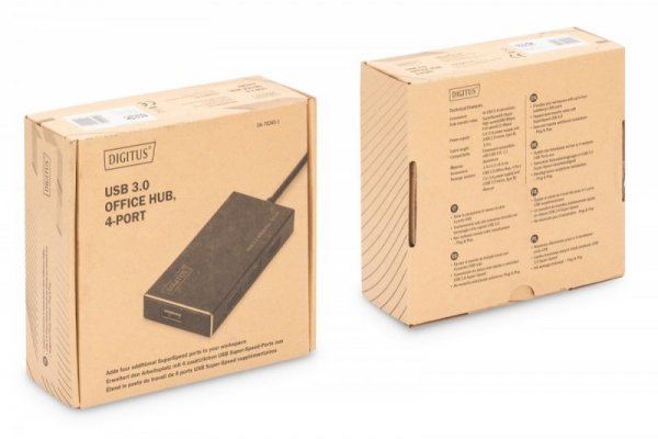 Digitus HUB/Koncentrator 4-portowy USB 3.0 SuperSpeed, aktywny, aluminium