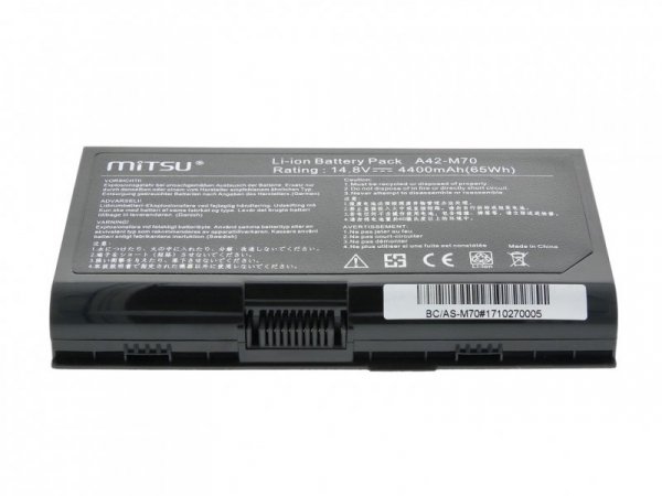 Mitsu Bateria do Asus G72, M70, N70 4400 mAh (65 Wh) 14.4-14.8 Volt