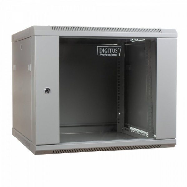 Digitus Szafa sieciowa wisząca 19 cali 9U rack 600x600, drzwi szyba, niedzielona, niezłożona, Szara