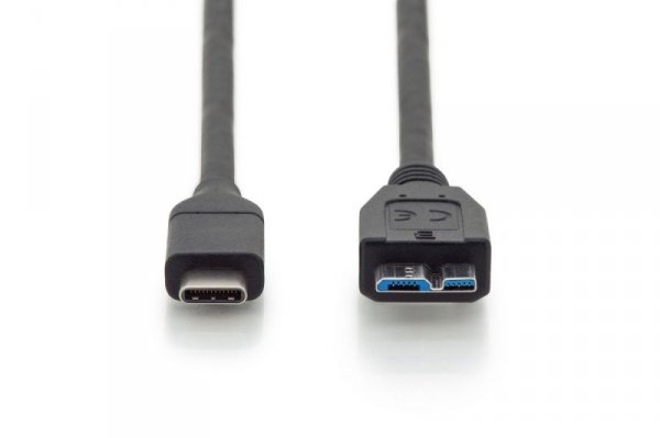 Digitus Kabel polaczeniowy USB 3.1 Gen.2 SuperSpeed+ 10Gbps Typ USB C/microUSB B M/M, PD, czarny 1m