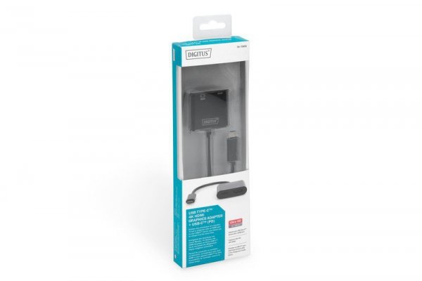 Digitus Adapter graficzny HDMI 4K 60Hz UHD na USB 3.1 Typ C, Power Delivery z audio, aluminiowy Czarny