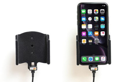 Brodit Uchwyt do Apple iPhone Xr z wbudowanym kablem USB oraz ładowarką samochodową