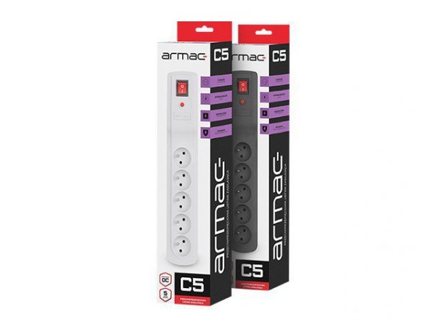ARMAC Listwa przeciwprzepięciowa C5 1.5m czarna (5 gniazd) wtyk prosty