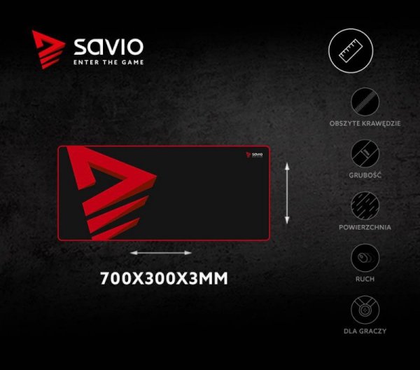 Elmak Podkładka pod mysz gaming SAVIO Turbo Dynamic L 700x300x3mm, obszyta