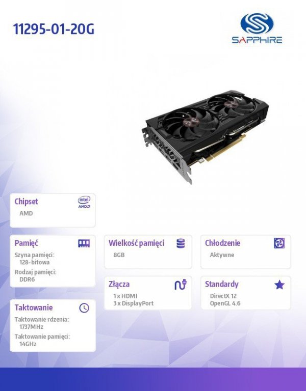Sapphire Technology Karta graficzna Radeon RX 5500 XT PULSE 8G GDDR6 128bit HDMI/3DP