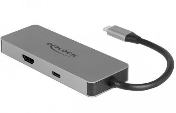 Delock Replikator portów USB-C -&gt; HDMI, 1x USB 3.0, 2x USB 2.0, PD 2.0, czytnik SD, USB-C