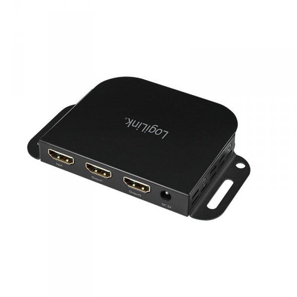 LogiLink Splitter 1 do 2x HDMI 2.0b 4K, z uchwytem montażowym
