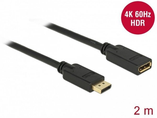 Delock Przewód przedłużający DisplayPort 1.2 4K 60Hz 2m