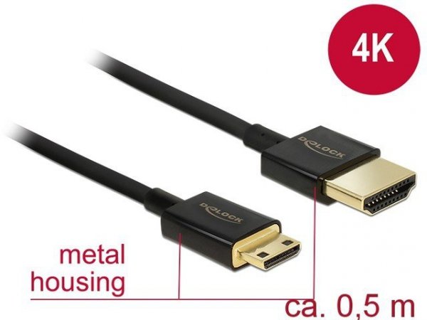 Delock Kabel HDMI(M)-HD MI MINI(M) 0.5M 3D