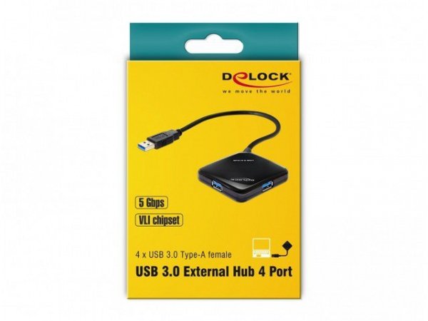 Delock HUB USB 3.0 4-porty Czarny