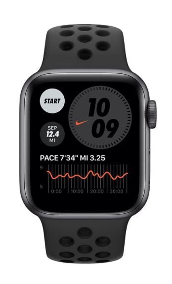 Apple Zegarek Nike Series 6 GPS, 40mm koperta z aluminium w kolorze gwiezdnej szarości z paskiem sportowym antracyt/czarny Nike 