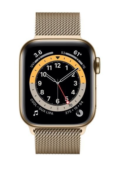 Apple Zegarek Series 6 GPS + Cellular, 44mm koperta ze stali nierdzewnej w kolorze złotym z bransoletą mediolańską w kolorze zło