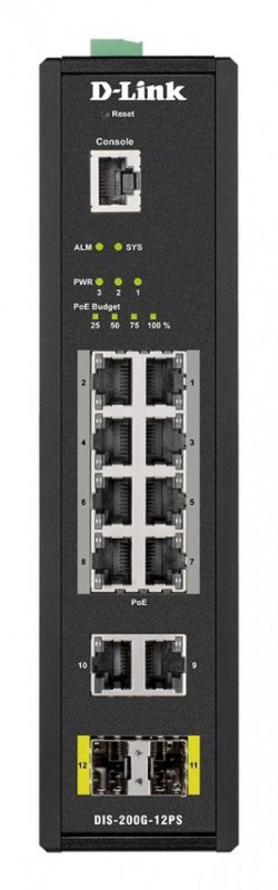 D-Link Switch przemysłowy DIS-200G-12PS 10x1Gb (8xPoE) 2xSFP