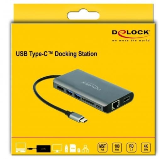 Delock Replikator portów USB TYPE-C(M)-HDMI,DP,LAN 1GB,2X USB 3.0,PD 3.0 czytnik SD,USB-C
