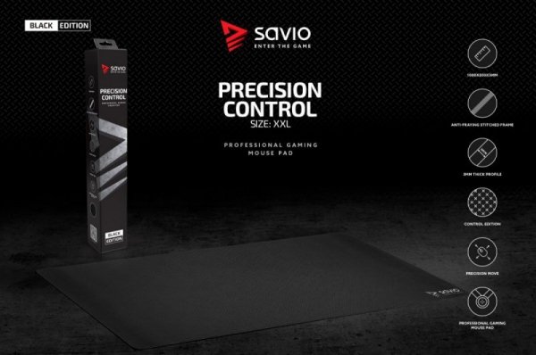 Elmak Podkładka pod mysz gaming SAVIO Black Edition Precision Control XXL 1000x500x3mm, obszyta