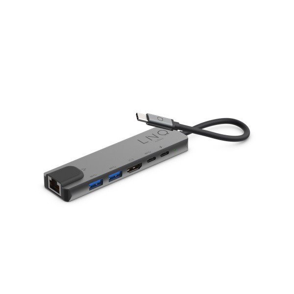 Linq Hub 6w1 2xUSB 3.2, USB-C, USB-C PD, HDMI, GbE